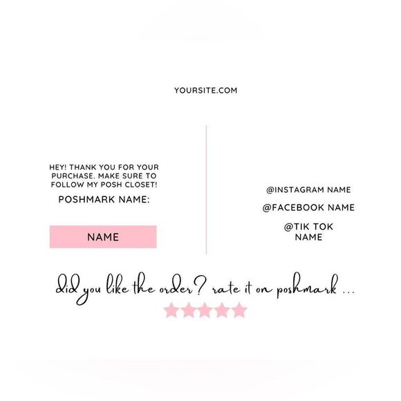 50 PERSONALIZED Thank You Business  Poshmark Cards - Picture 2 of 3